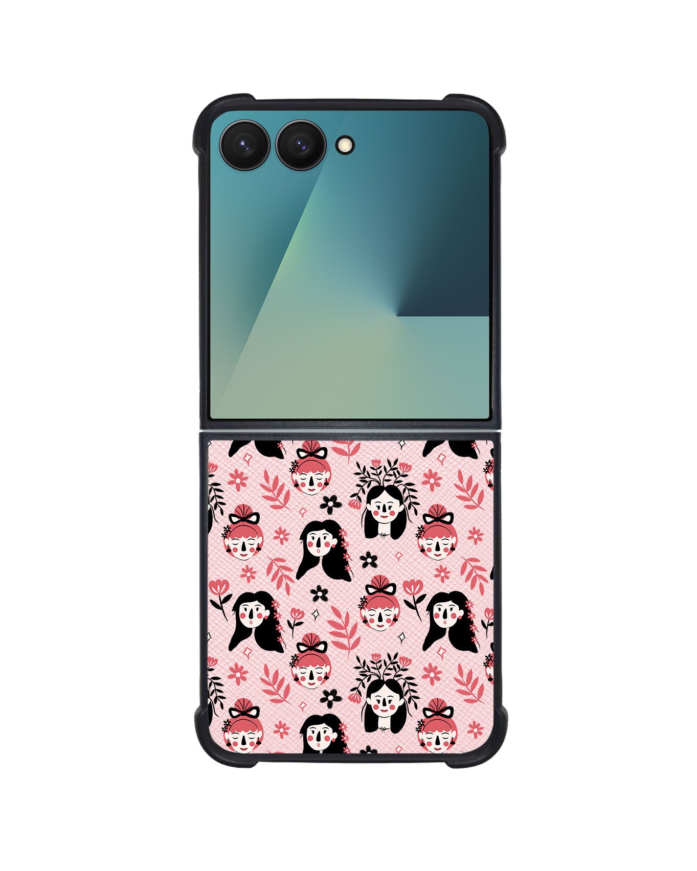 Android Flip / Fold Leather Grip - Flowery Faces