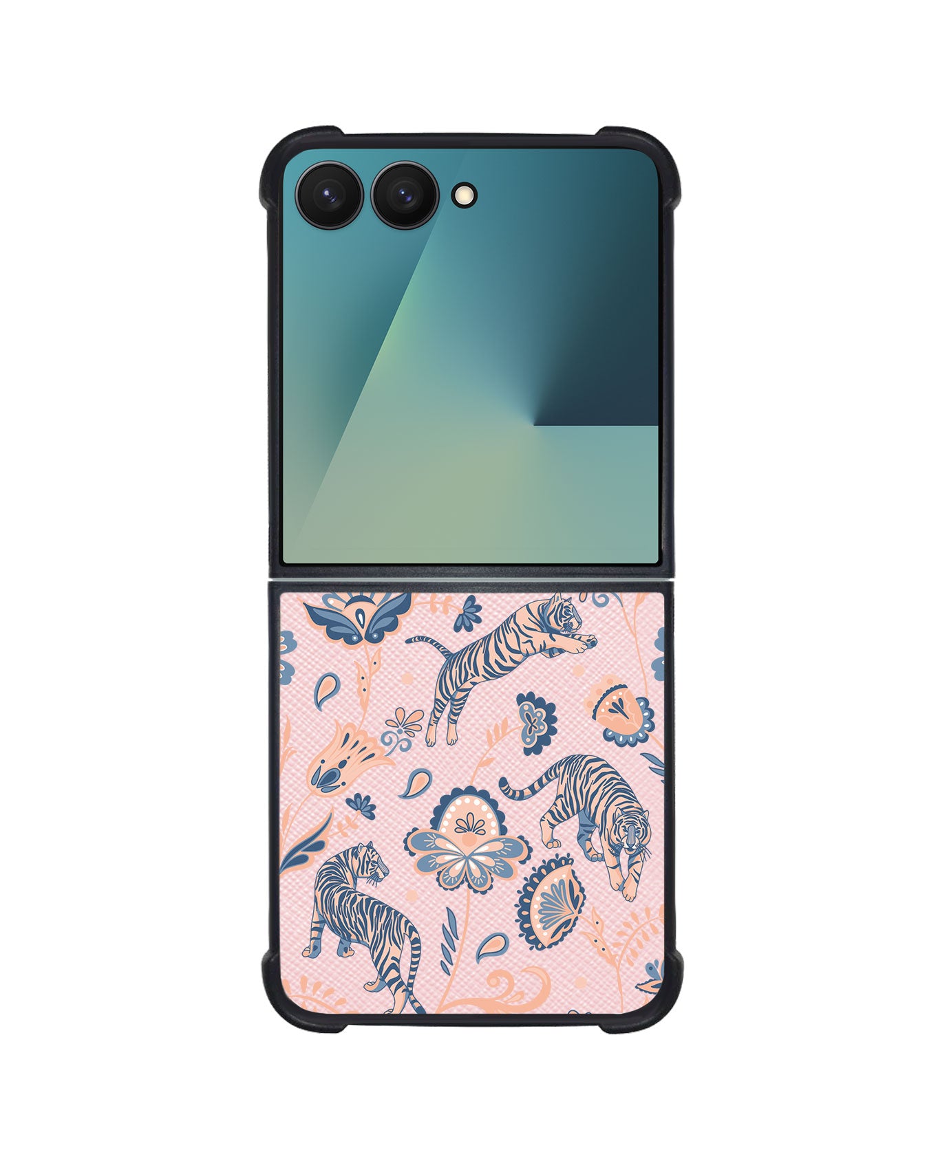 Android Flip / Fold Leather Grip - Tiger & Floral 5.0