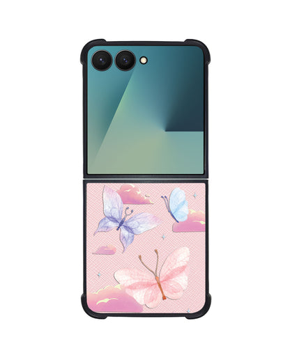 Android Flip / Fold Leather Grip - Butterfly & Clouds