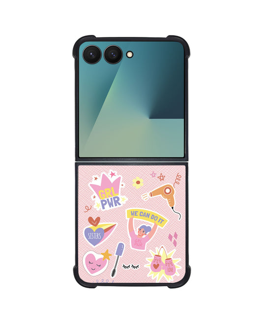 Android Flip / Fold Leather Grip - Girl Power Sticker Pack