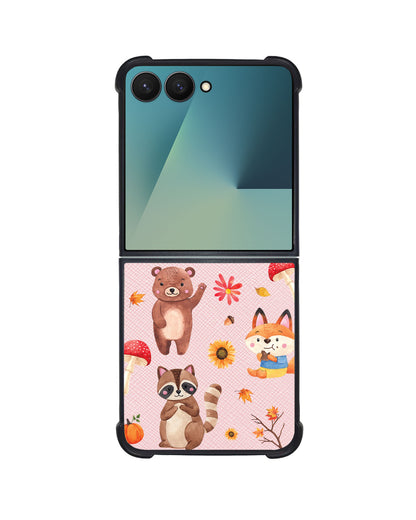 Android Flip / Fold Leather Grip - Autumn Animals