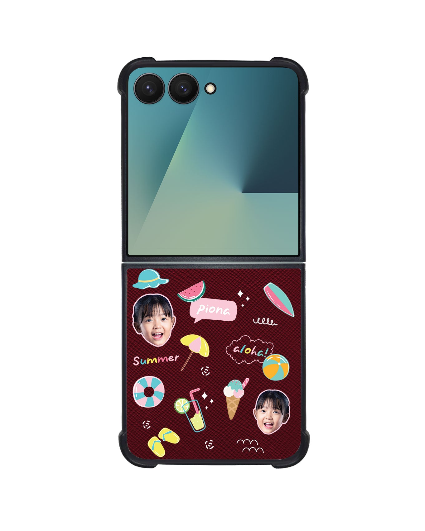 Android Flip / Fold Leather Grip - Face Grid Summer