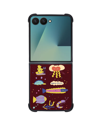Android Flip / Fold Leather Grip - Ocean World