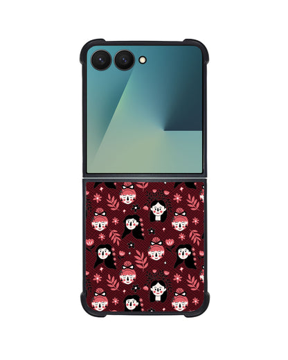 Android Flip / Fold Leather Grip - Flowery Faces