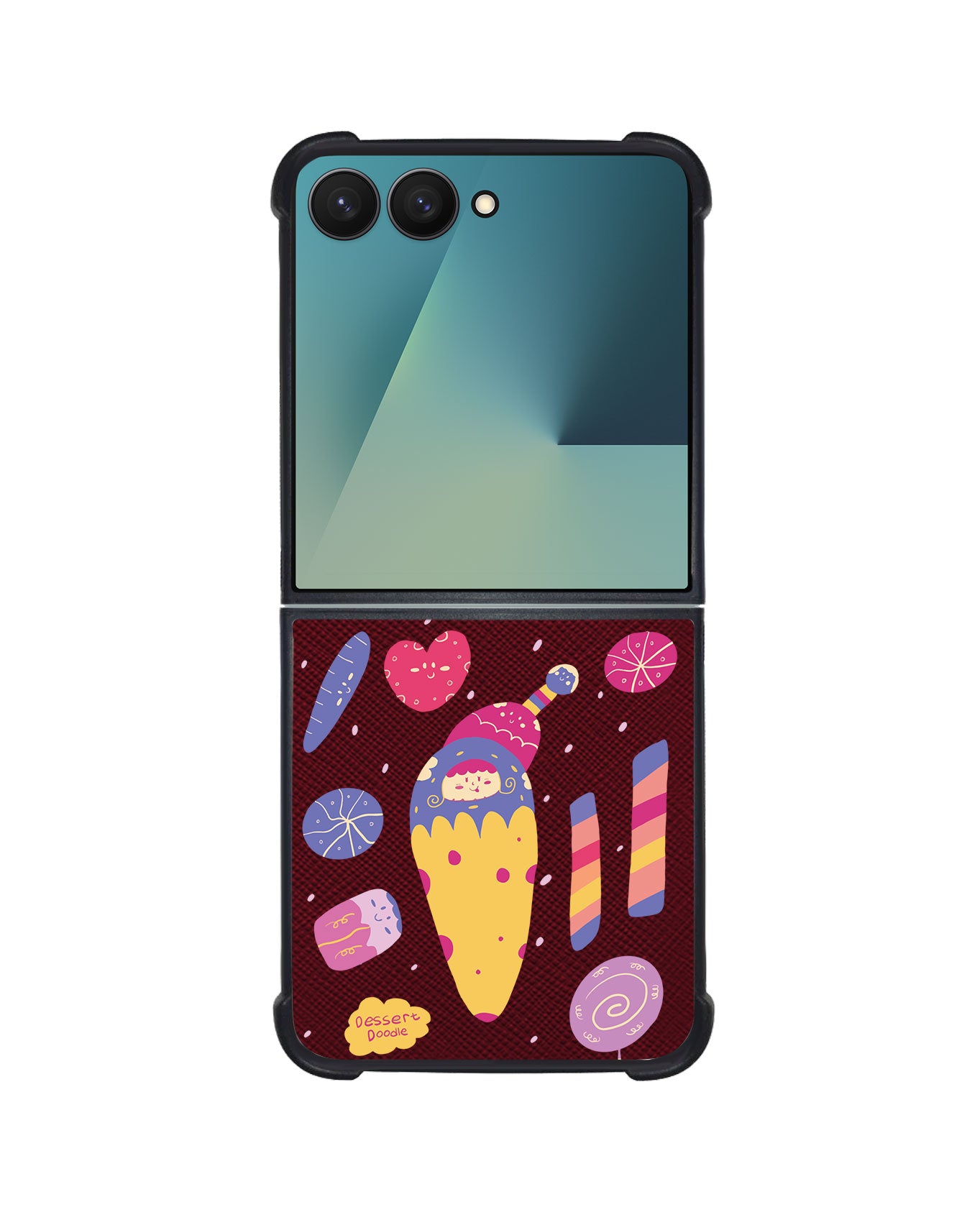 Android Flip / Fold Leather Grip - Dessert Doodle