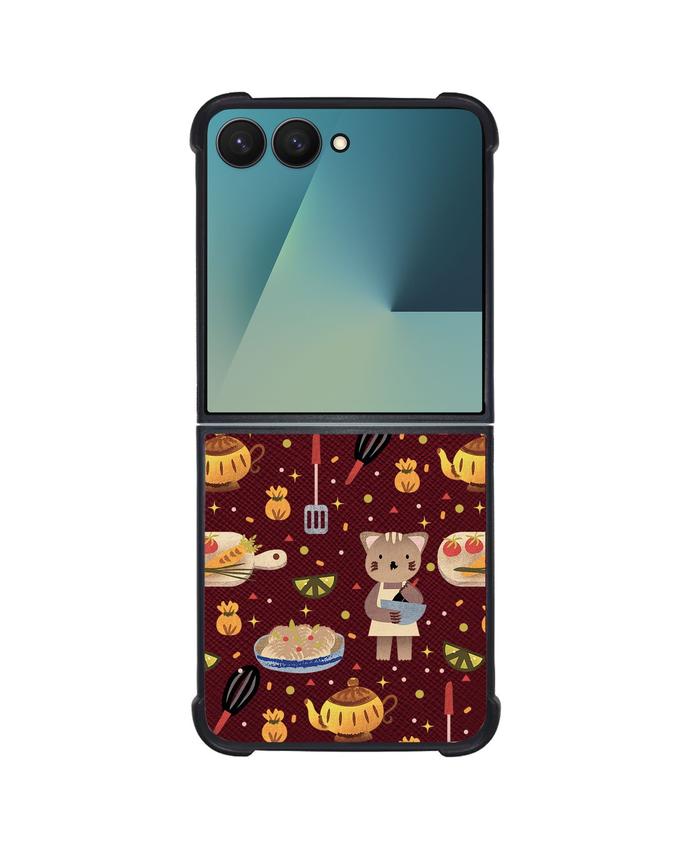 Android Flip / Fold Leather Grip - Cooking Cat