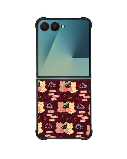 Android Flip / Fold Leather Grip - Cherry Bear