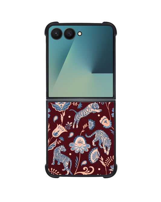 Android Flip / Fold Leather Grip - Tiger & Floral 5.0