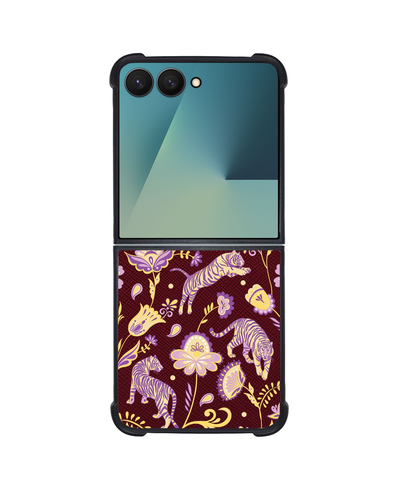Android Flip / Fold Leather Grip - Tiger & Floral 4.0