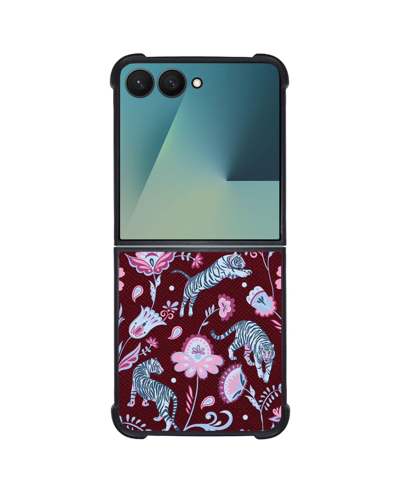 Android Flip / Fold Leather Grip - Tiger & Floral 3.0
