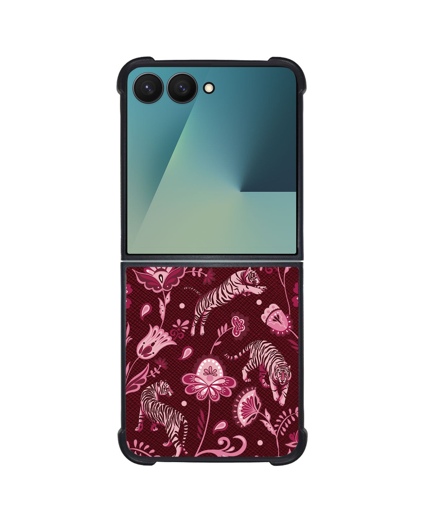 Android Flip / Fold Leather Grip - Tiger & Floral 2.0