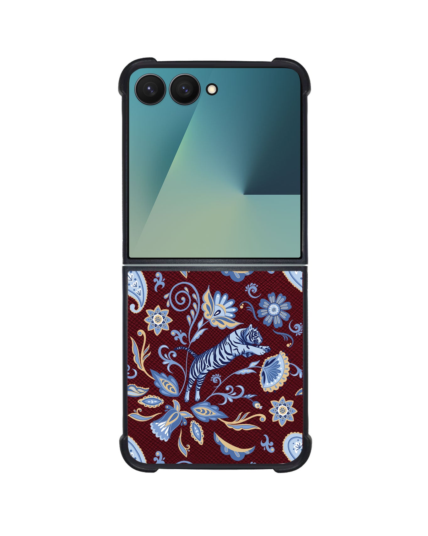 Android Flip / Fold Leather Grip - Tiger & Floral