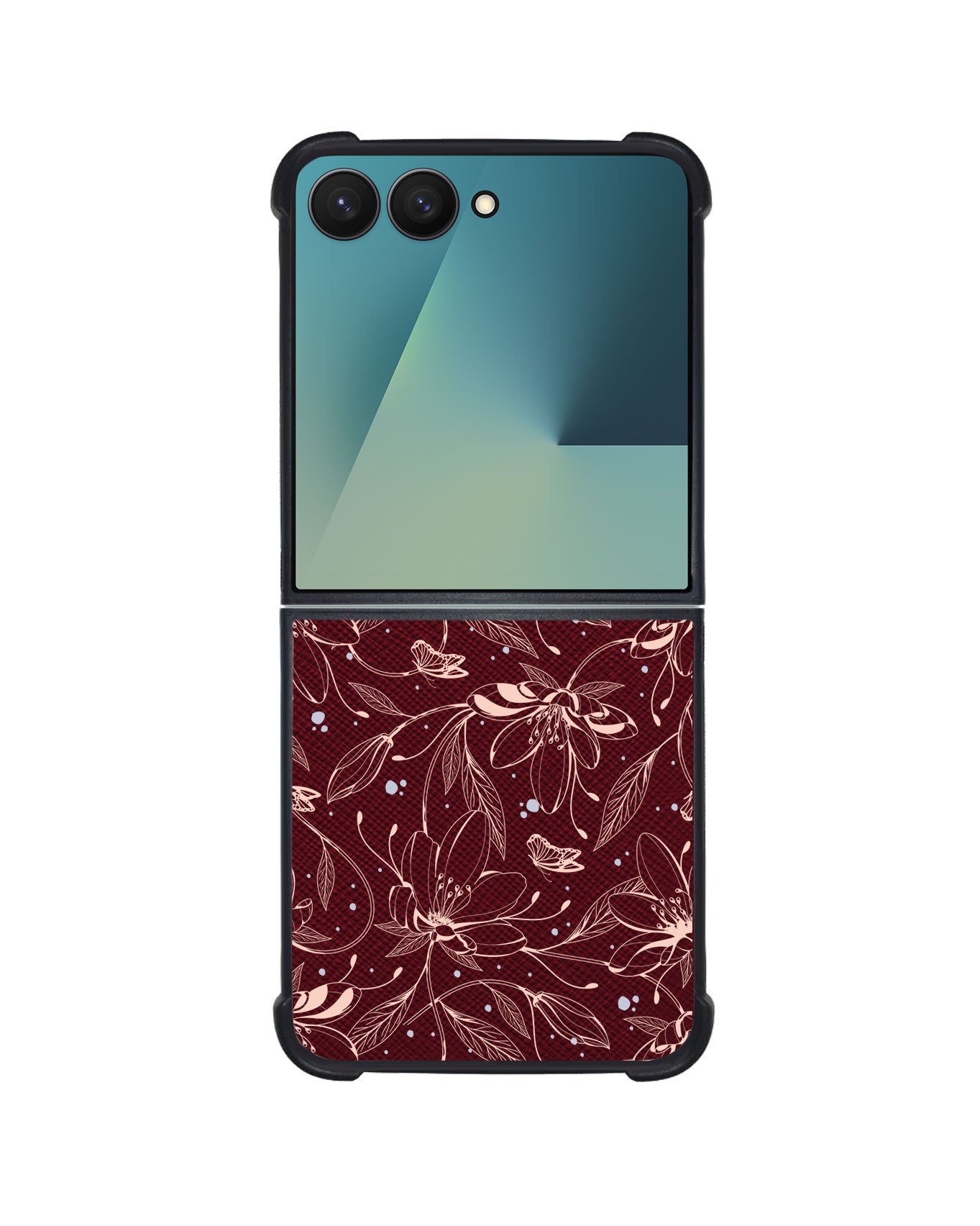 Android Flip / Fold Leather Grip - Sketchy Flower & Butterfly 1.0