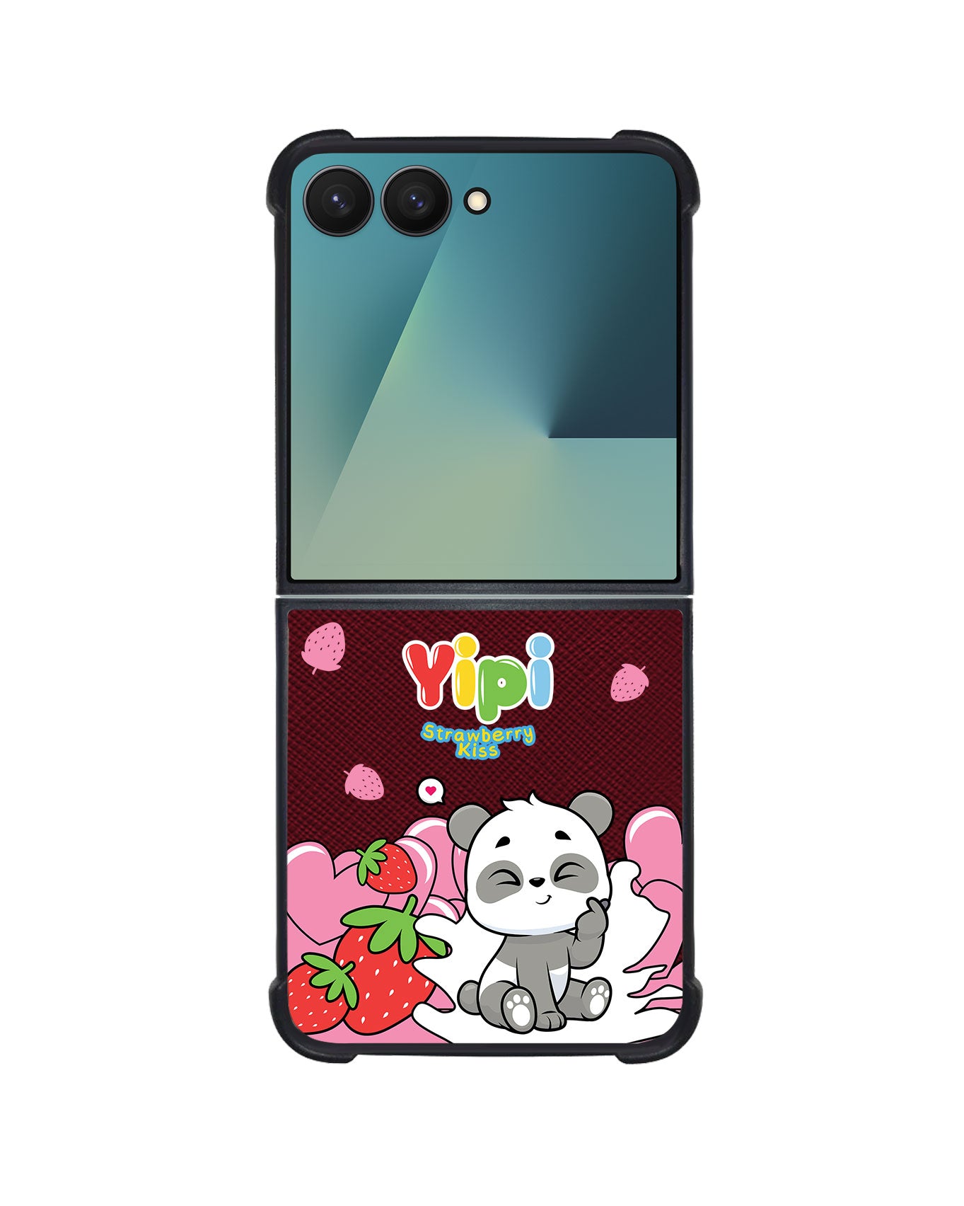 Android Flip / Fold Leather Grip - Yipi Strawberry Kiss