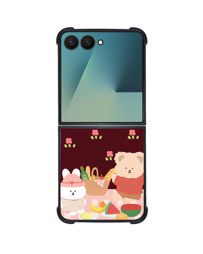 Android Flip / Fold Leather Grip - Picnic Bear Pink