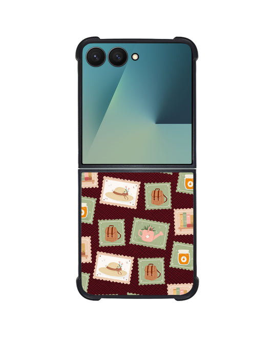 Android Flip / Fold Leather Grip - Cottagecore Stamps