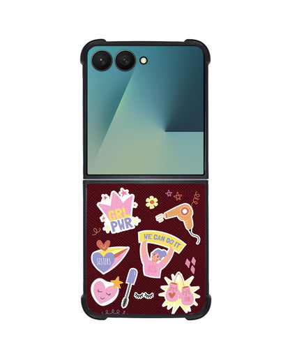 Android Flip / Fold Leather Grip - Girl Power Sticker Pack