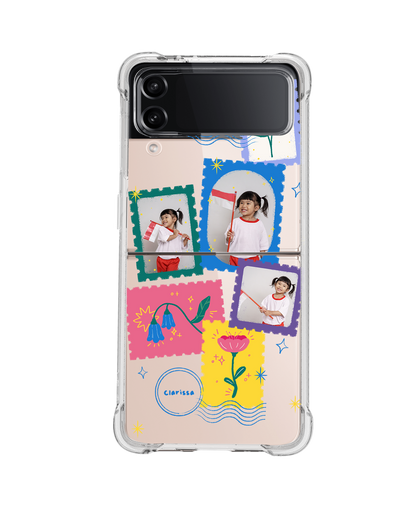 Android Flip / Fold Case - Face Grid Floral Stamps