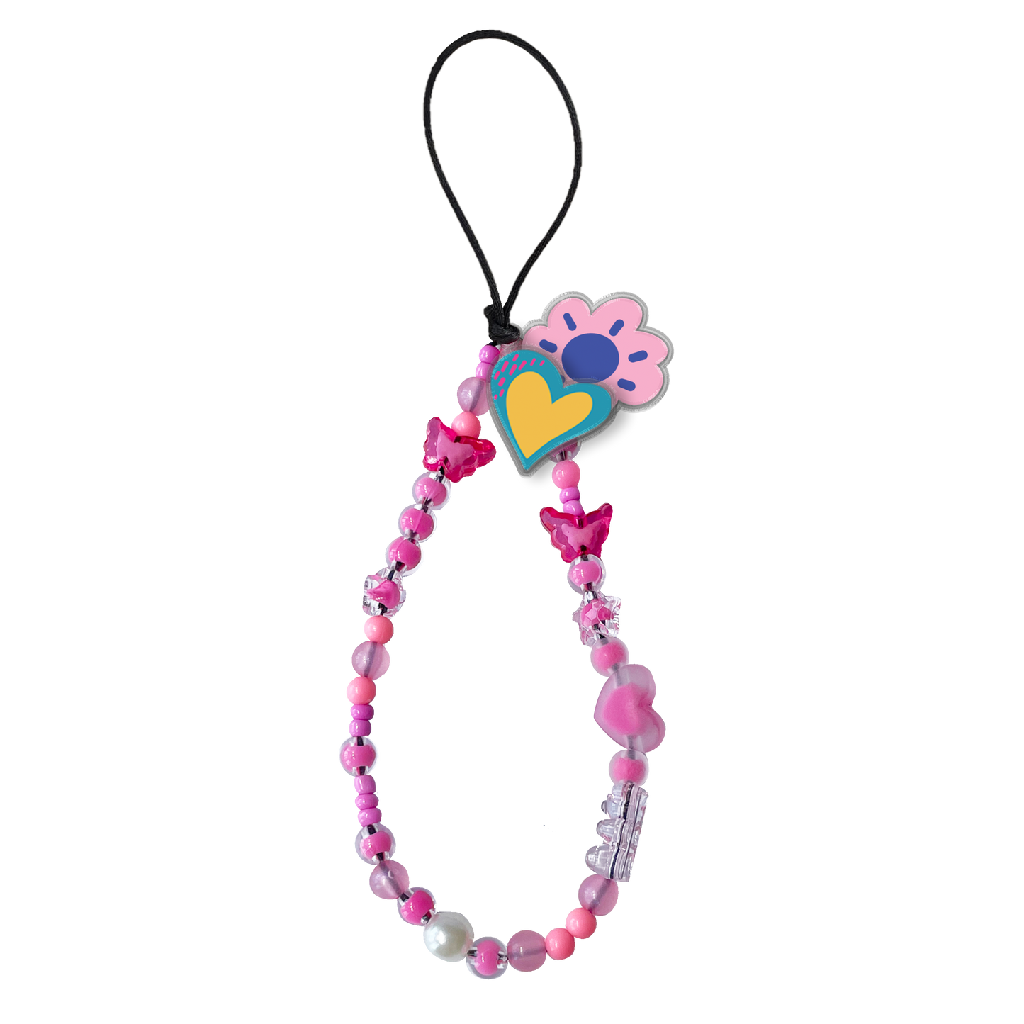 Beaded Strap with Acrylic Charm  - Florals