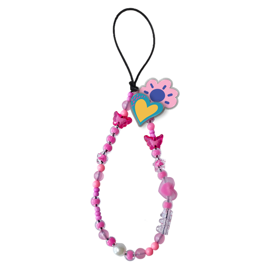 Beaded Strap with Acrylic Charm  - Florals
