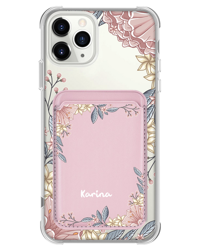iPhone Magnetic Wallet Case - Pink Florals