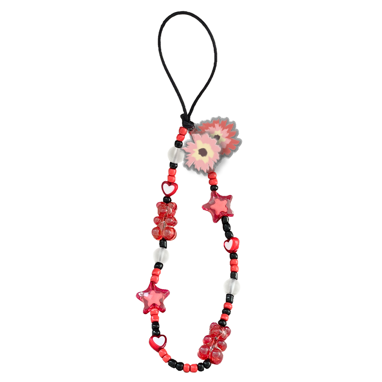 Beaded Strap with Acrylic Charm  - Flower Lovers