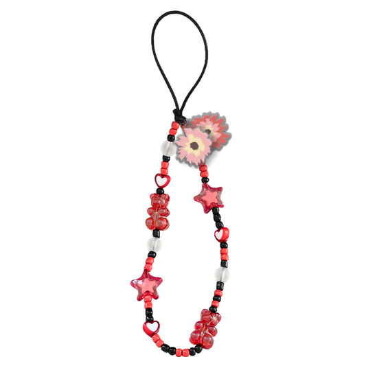 Beaded Strap with Acrylic Charm  - Flower Lovers