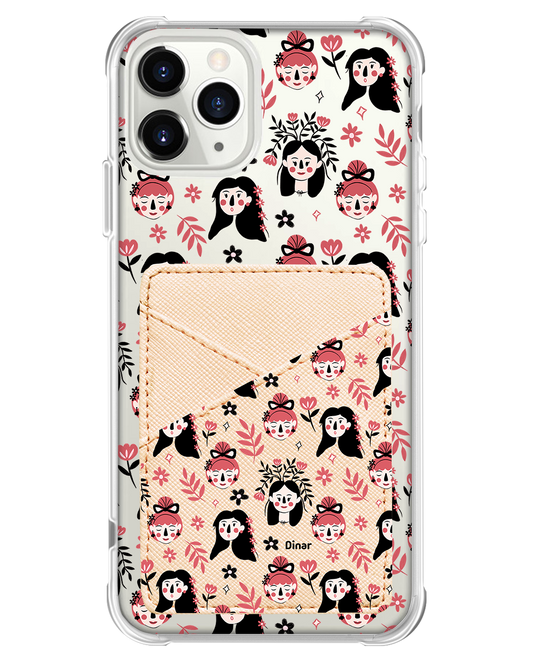 iPhone Phone Wallet Case - Flowery Faces