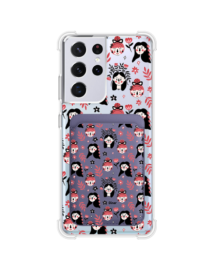 Android Magnetic Wallet Case - Flowery Faces
