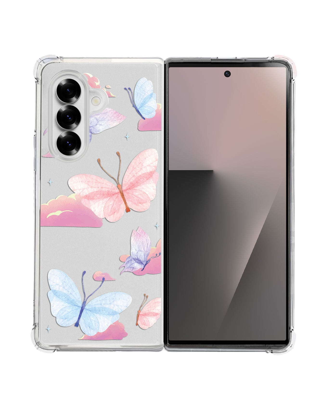 Android Flip / Fold Rearguard Hybrid - Butterfly & Clouds