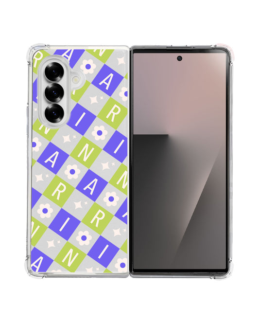 Android Flip / Fold Rearguard Hybrid - Flower Grid Monogram 5.0