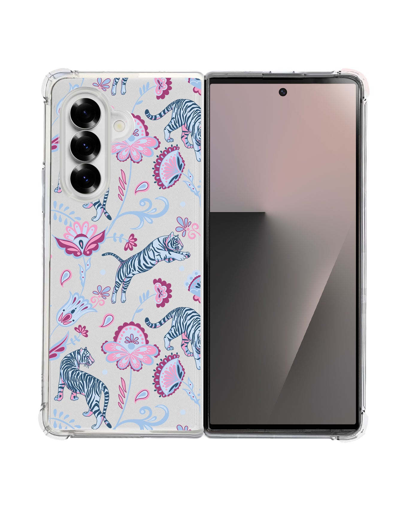 Android Flip / Fold Rearguard Hybrid - Tiger & Floral 3.0