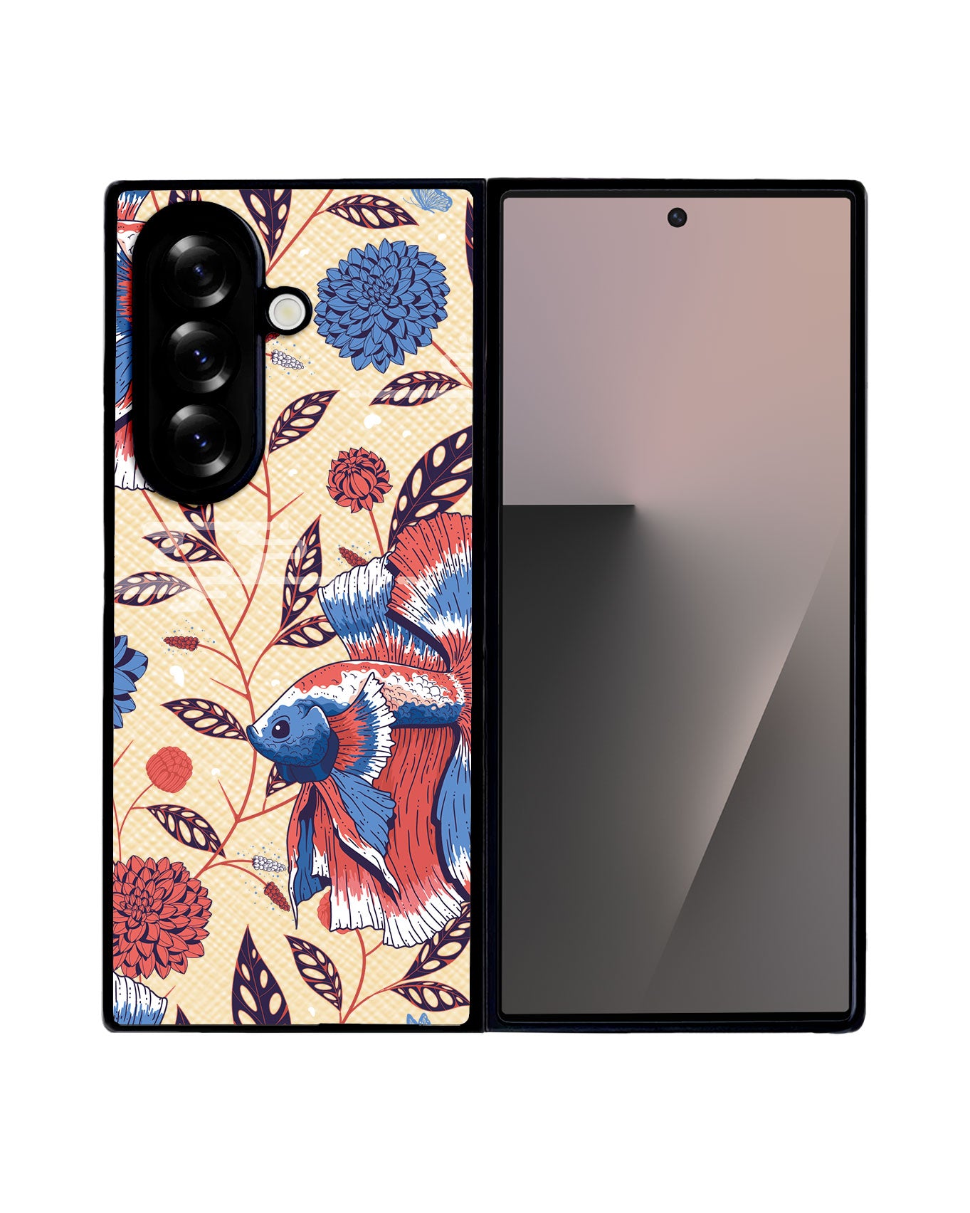 Android Flip / Fold Leather Grip - Fish & Floral 2.0