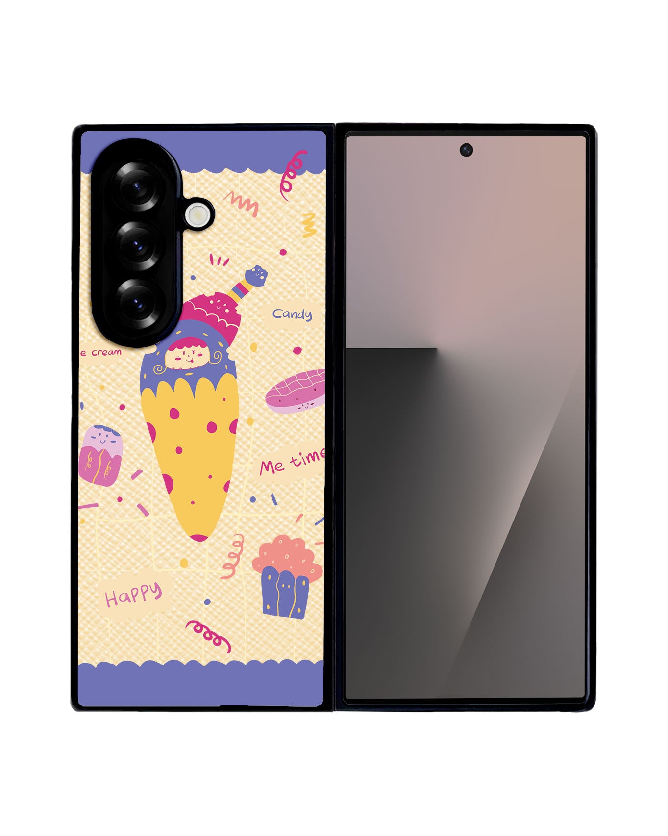 Android Flip / Fold Leather Grip - Candy Doodle