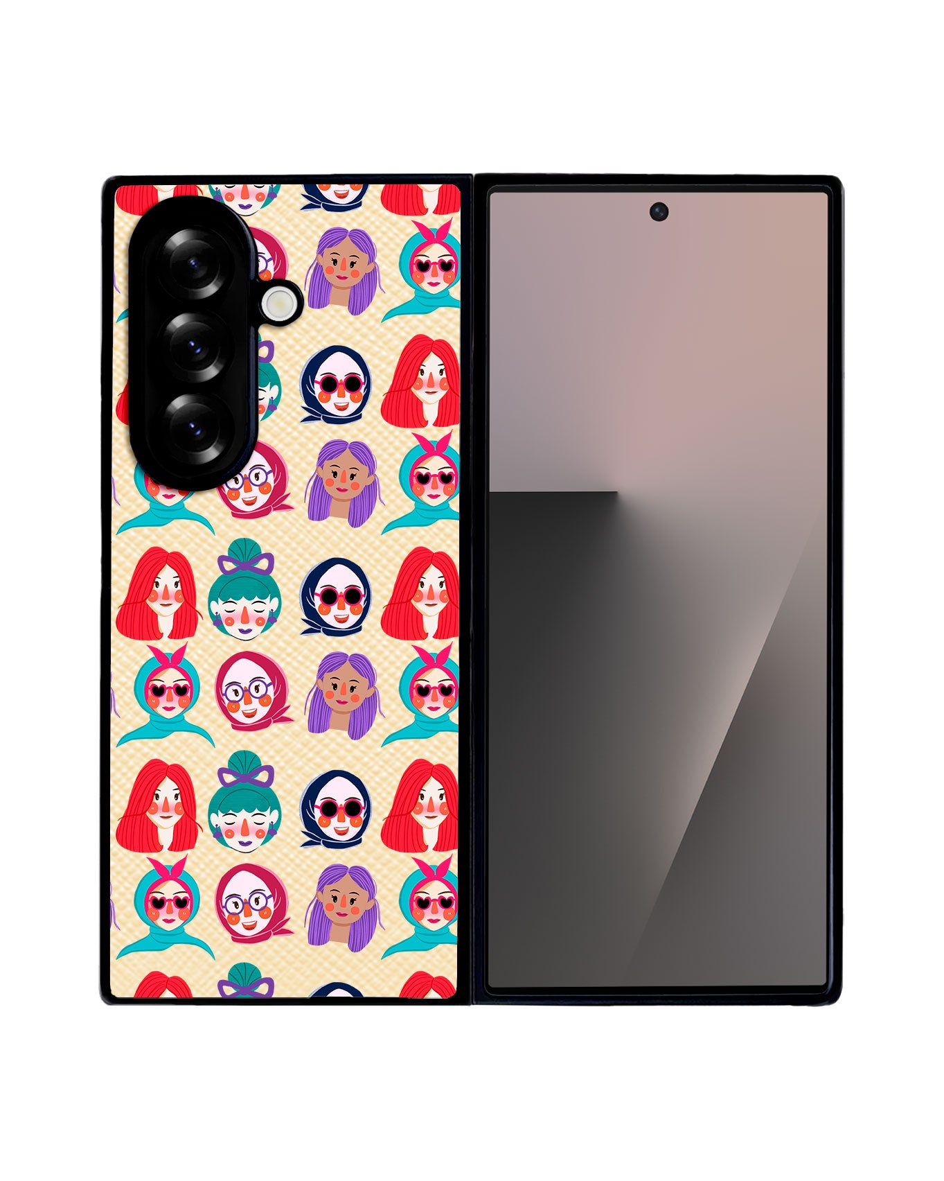Android Flip / Fold Leather Grip - Cute Sweety Faces