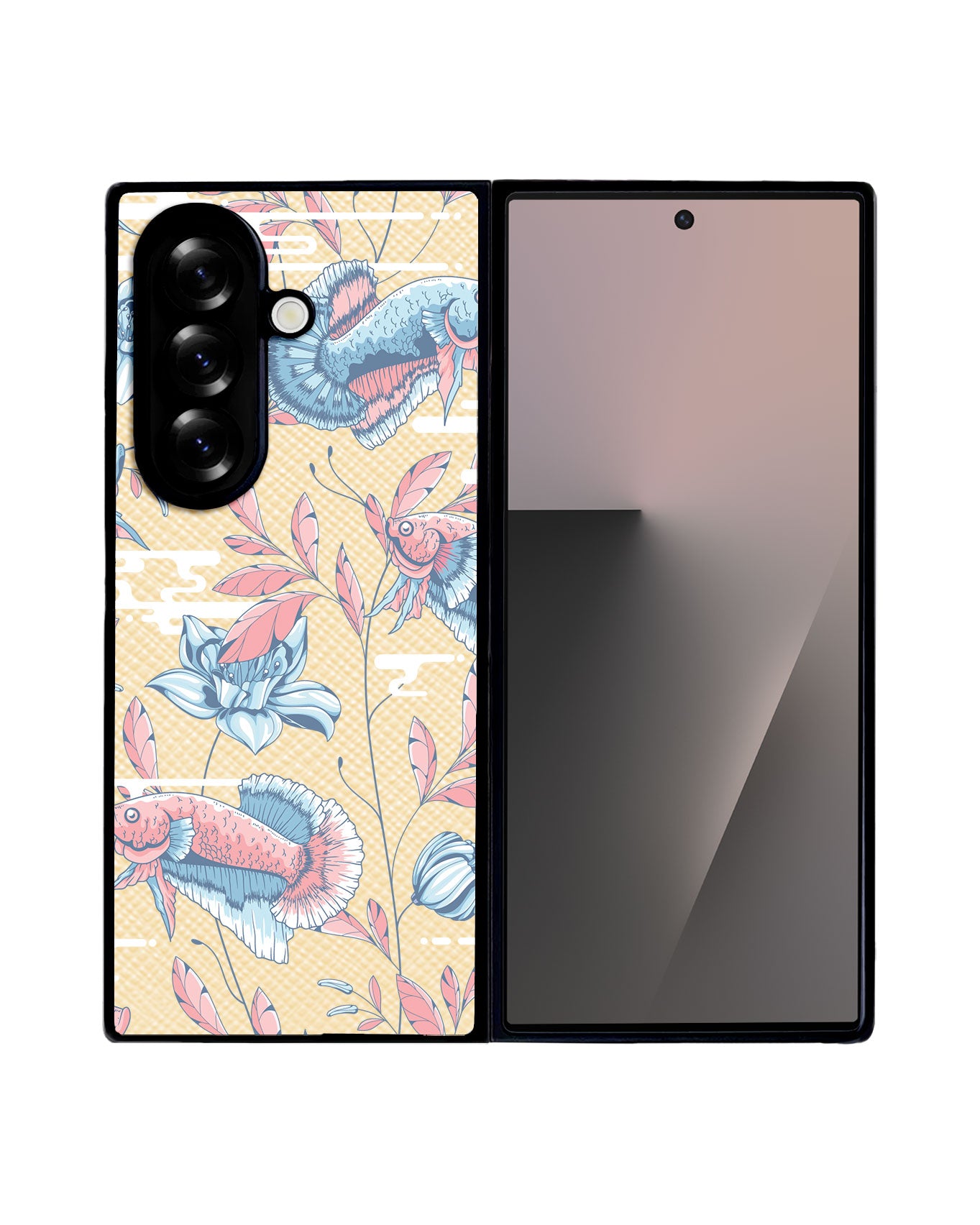 Android Flip / Fold Leather Grip - Fish & Floral 3.0