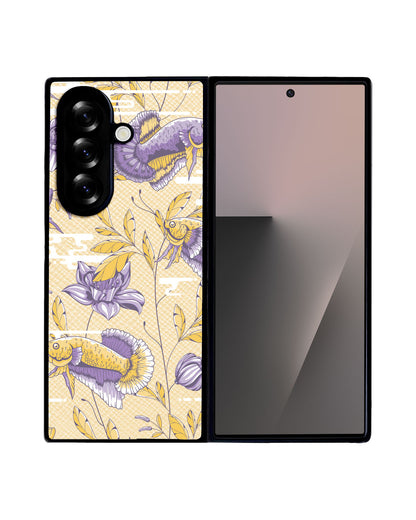Android Flip / Fold Leather Grip - Fish & Floral 5.0