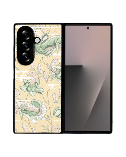 Android Flip / Fold Leather Grip - Fish & Floral 6.0
