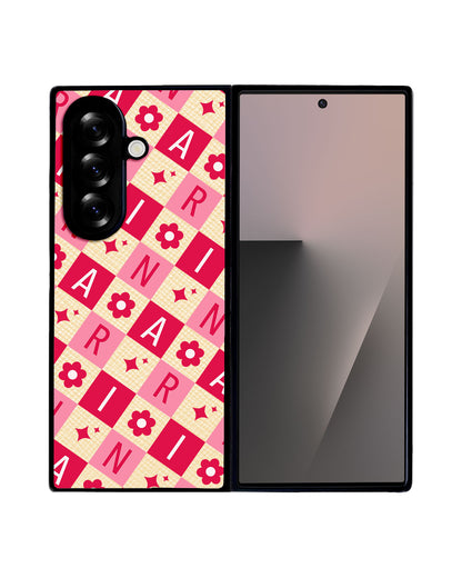 Android Flip / Fold Leather Grip - Flower Grid Monogram 1.0