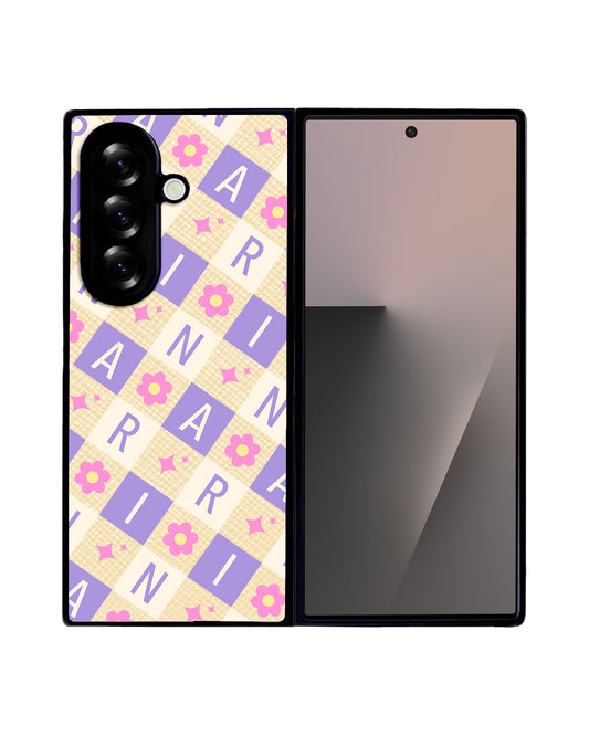 Android Flip / Fold Leather Grip - Flower Grid Monogram 3.0