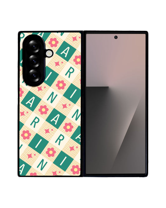 Android Flip / Fold Leather Grip - Flower Grid Monogram 4.0