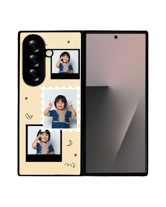 Android Flip / Fold Leather Grip - Face Grid Black Polaroid