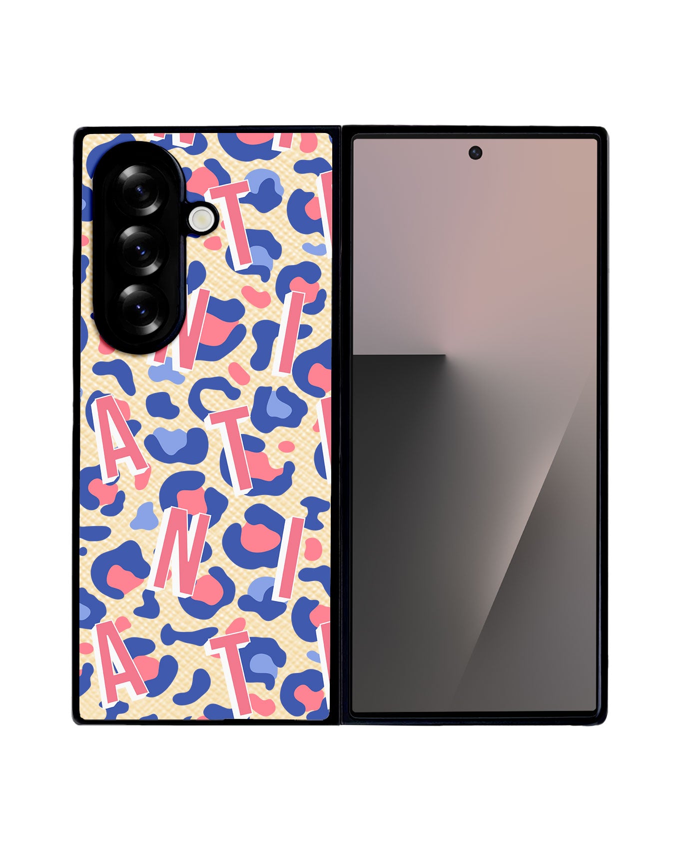Android Flip / Fold Leather Grip - CUSTOM MONOGRAM 3.0 Leopard Monogram 1.0
