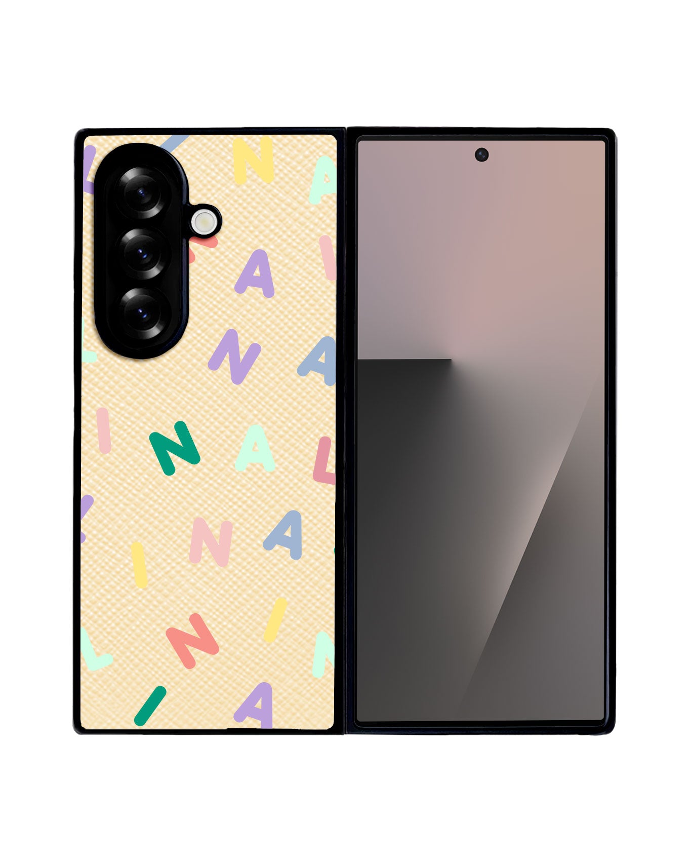 Android Flip / Fold Leather Grip - CUSTOM MONOGRAM 2.0 Rainbow