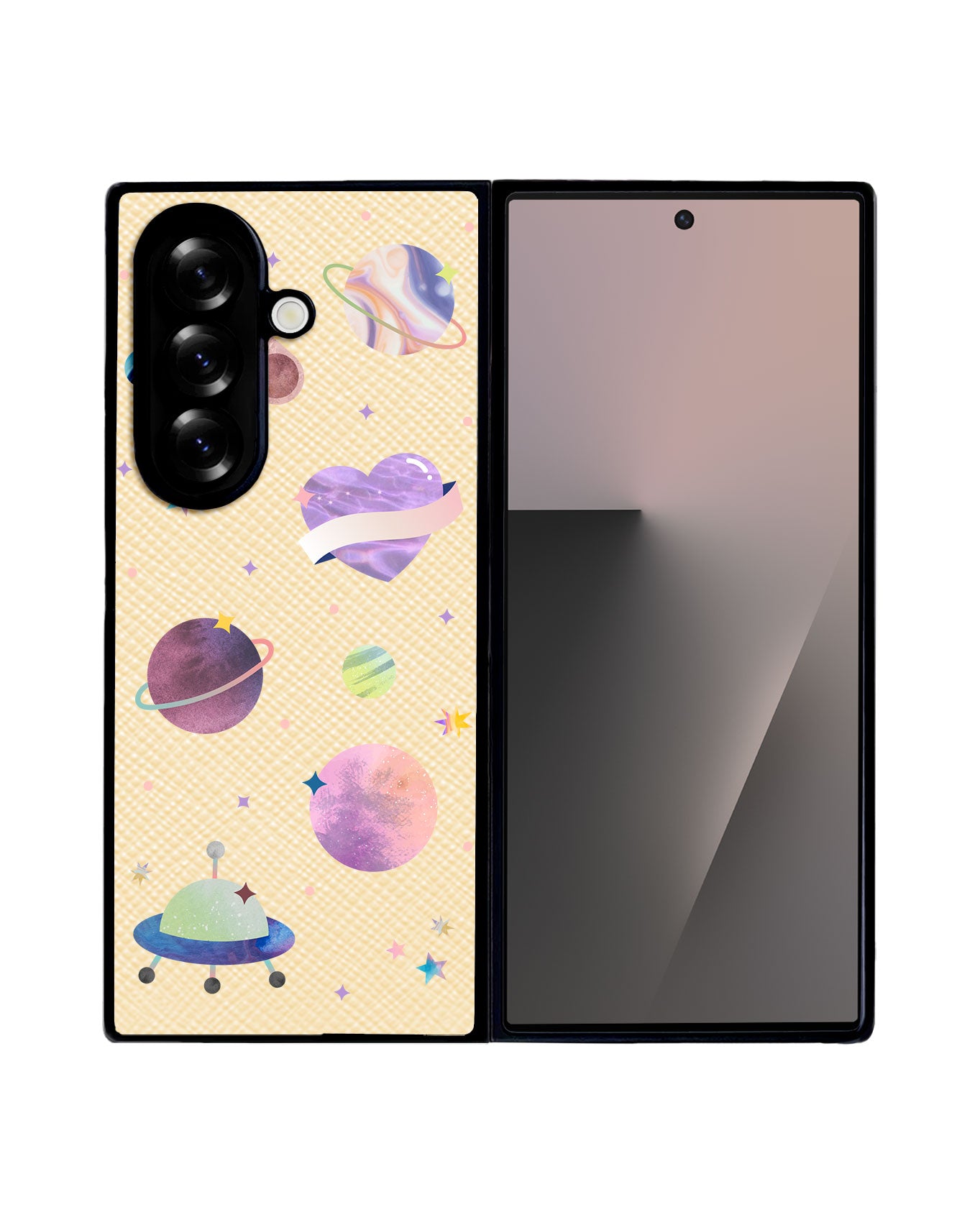 Android Flip / Fold Leather Grip - Pink Planet