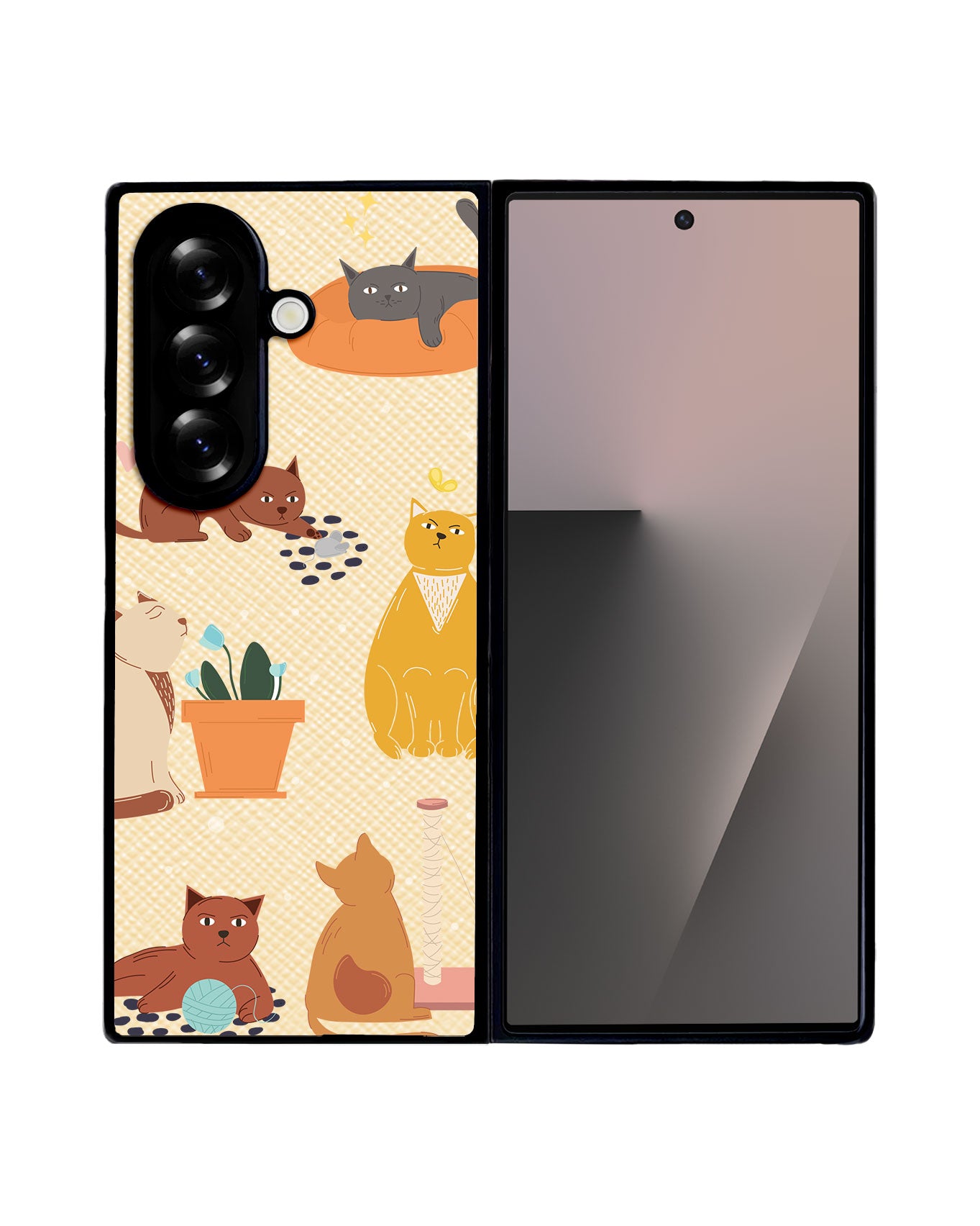 Android Flip / Fold Leather Grip - Playful Cat