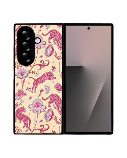 Android Flip / Fold Leather Grip - Tiger & Floral 7.0