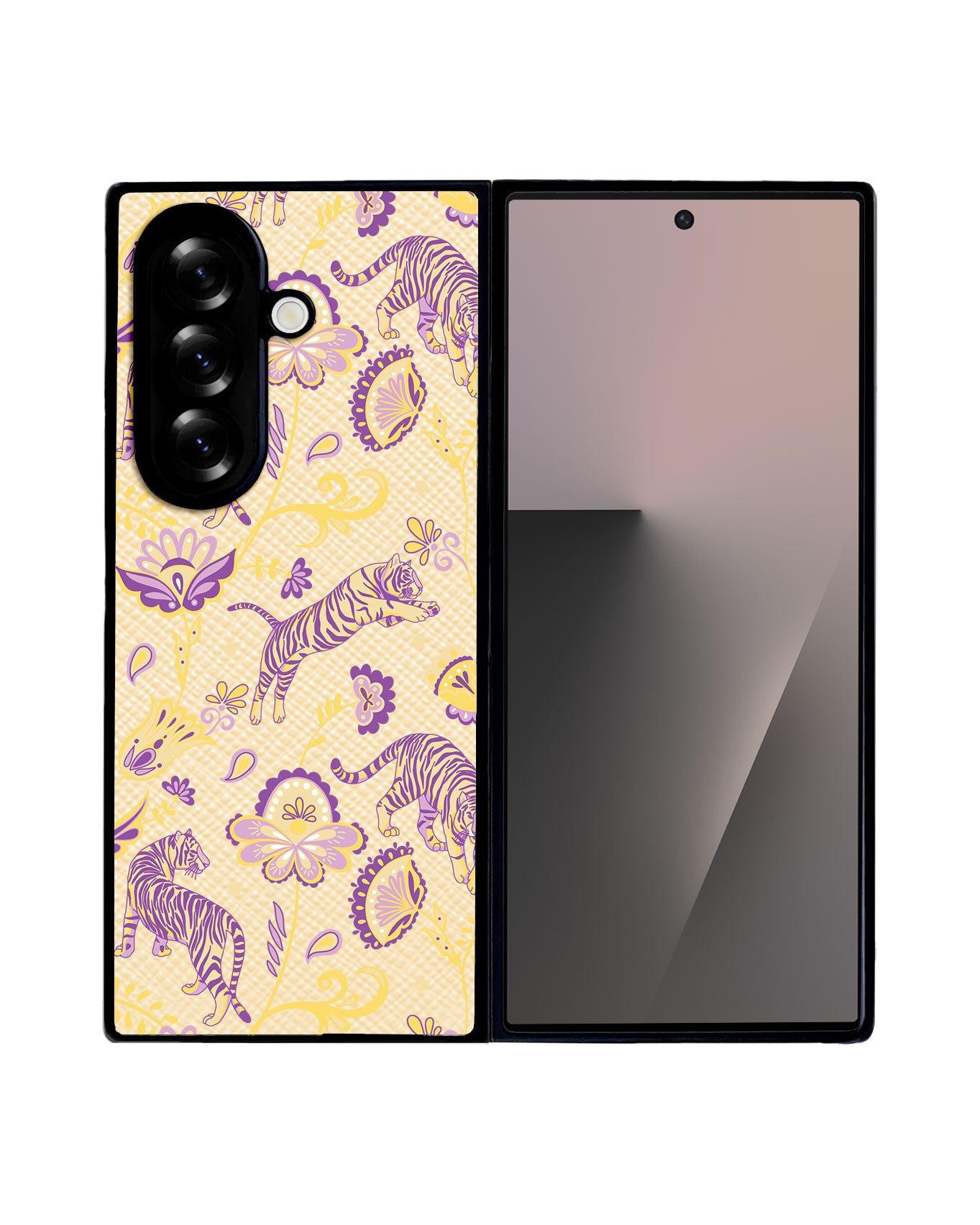 Android Flip / Fold Leather Grip - Tiger & Floral 4.0