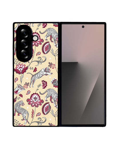 Android Flip / Fold Leather Grip - Tiger & Floral 6.0