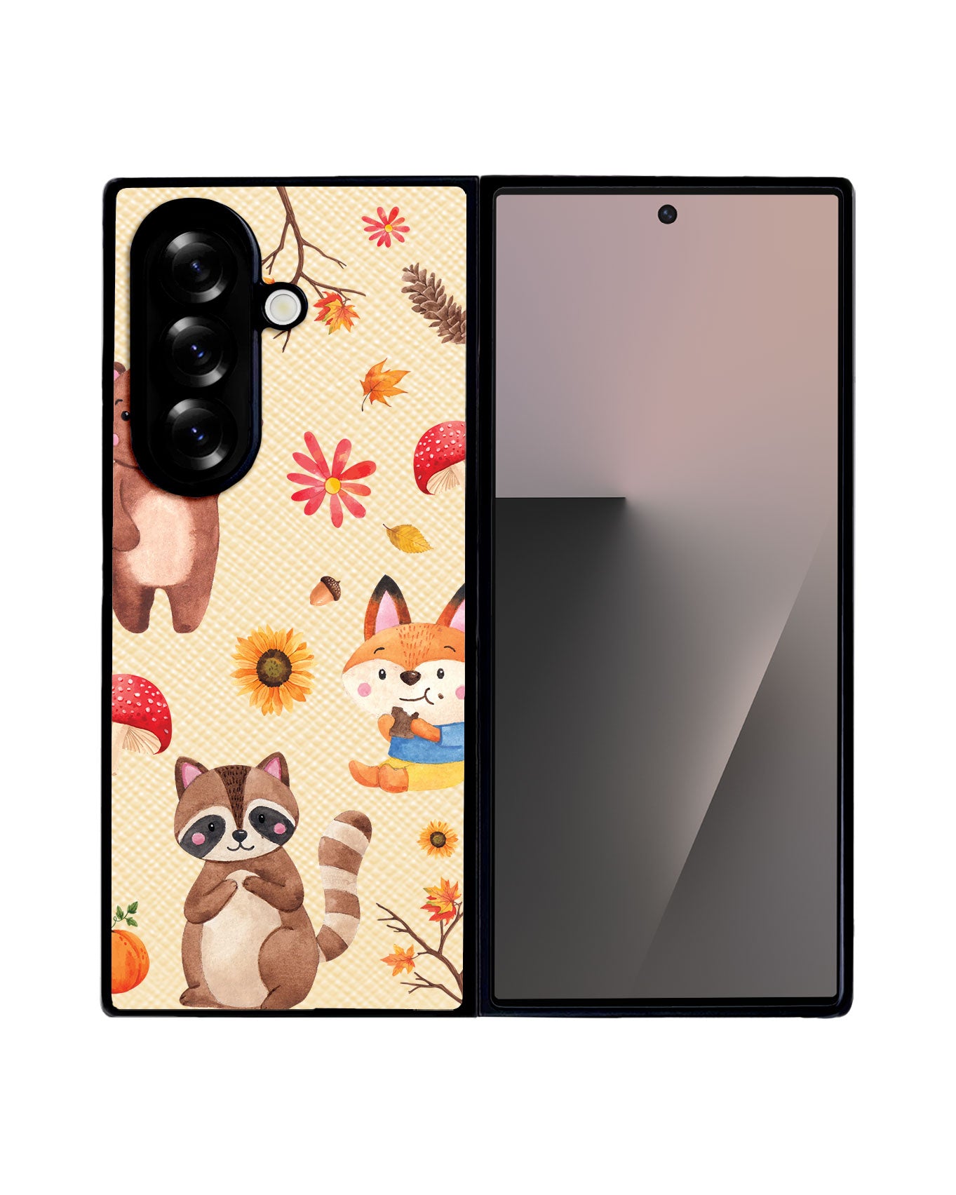 Android Flip / Fold Leather Grip - Autumn Animals